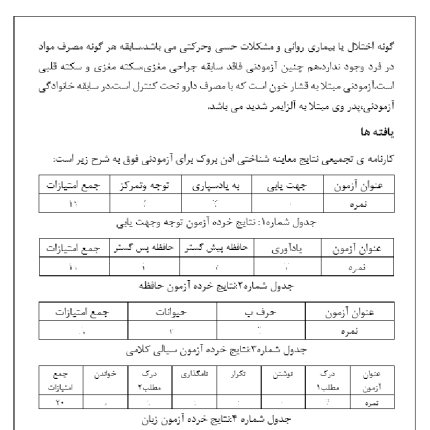 گزارش اجرای معاینه شناختی ادن بروک