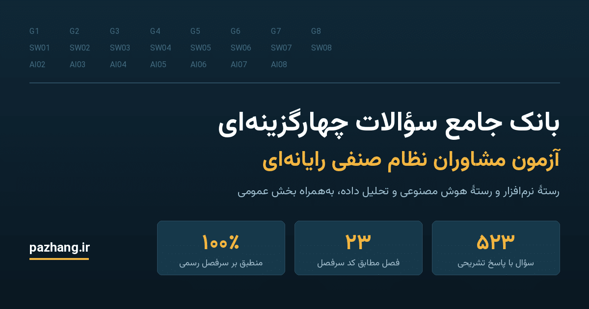 سوالات آزمون مشاوران نرم افزار سازمان نصر ( نظام صنفی رایانه ای ) 1405